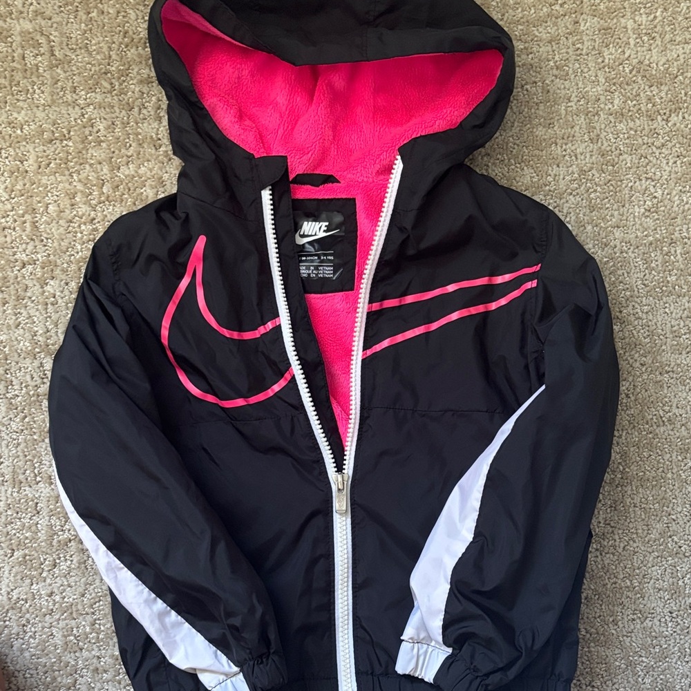 Nike Kids Black and Pink Raincoat